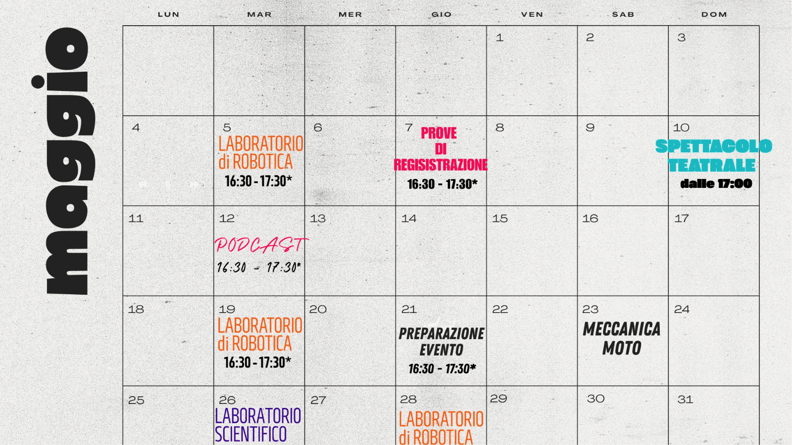 Calendario Laboratori